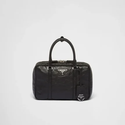 PP Medium antique nappa leather top handle bag - Black