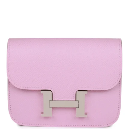 H Constance Slim Wallet Mauve Syestre Epsom Palladium Hardware